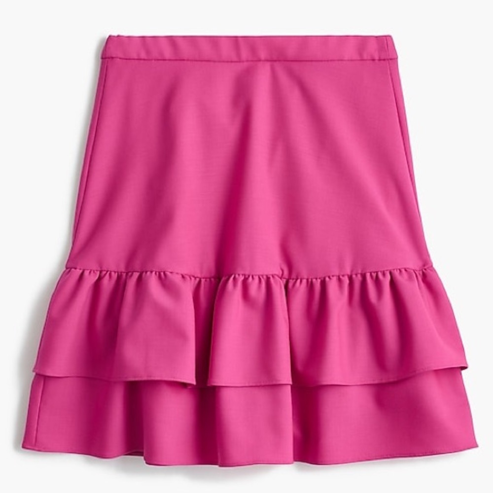 J Crew Wool Flannel Ruffle Skirt